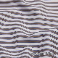 Сорочечная (н) сине-бело-коричневая полоска  - итальянские ткани Тессутидея арт. 01-6194