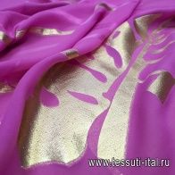 Шифон деворе с люрексом (н) розово-золотой растительный орнамент - итальянские ткани Тессутидея арт. 02-8350