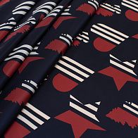 Плащевая (н) стилизованные сердца и звезды на темно-синем в стиле Moncler - итальянские ткани Тессутидея арт. 11-0375