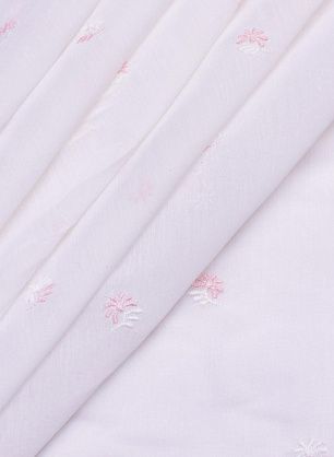 Плательная (н) розовая вышивка на белом - в интернет-магазине тканей Тессутидея арт. 03-6008