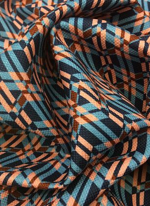 Плательная стрейч (н) красно-сине-розовый геометрический орнамент - в интернет-магазине тканей Тессутидея арт. 01-3553