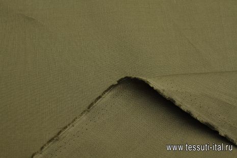 Лен костюмный (о) оливковый - итальянские ткани Тессутидея арт. 16-1099