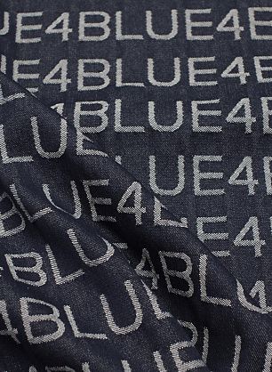 Джинса (н) белые надписи на синем - в интернет-магазине тканей Тессутидея арт. 01-7954