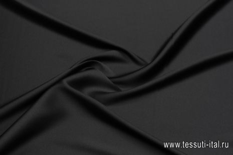 Шелк атлас стрейч (о) черный - итальянские ткани Тессутидея арт. 10-3630
