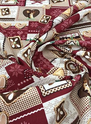 Хлопок "Новогодний" (н) олени на красно-коричневом - в интернет-магазине тканей Тессутидея арт. 01-2150