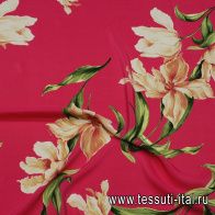 Крепдешин (н) розы на ярко-розовом - итальянские ткани Тессутидея арт. 10-3839
