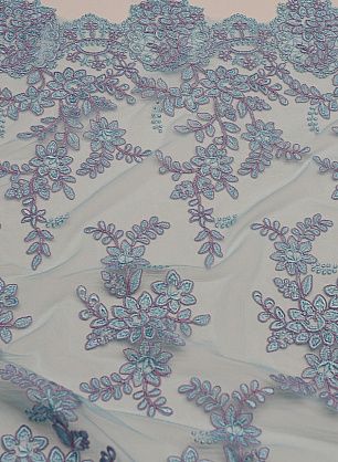Кружевное полотно (н) бирюзово-розовое - в интернет-магазине тканей Тессутидея арт. 03-6956