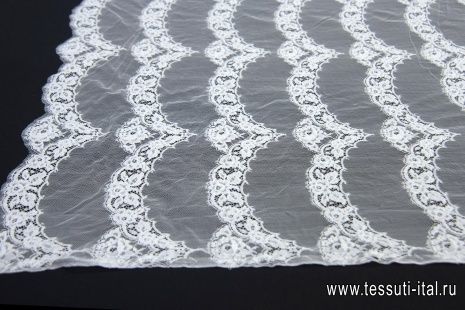 Кружевное полотно расшитое стеклярусом (о) белое в стиле Ruffo Coli - итальянские ткани Тессутидея арт. 03-6443