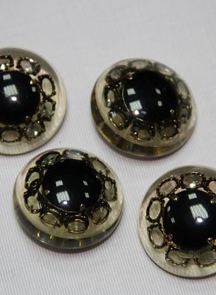 Пуговица шубная на ножке d-38мм металл и камень в желтом пластике - в интернет-магазине тканей Тессутидея арт. F-2805