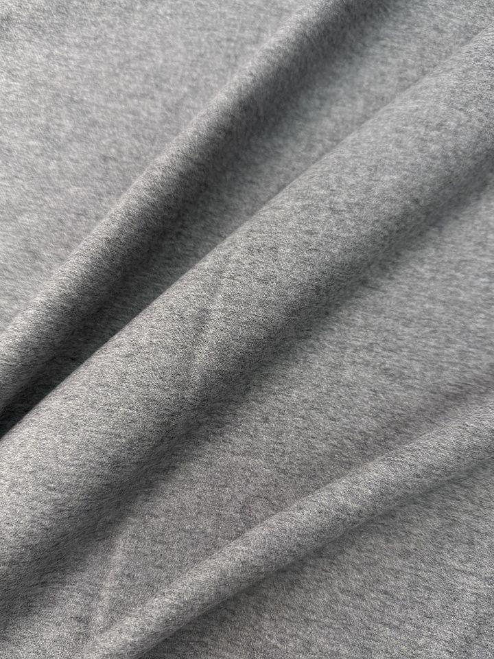 Костюмная шерсть фланель (о) светло-серая - итальянские ткани Тессутидея арт. 05-5221