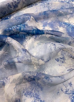 Органза фактурная (н) сине-голубой рисунок - в интернет-магазине тканей Тессутидея арт. 10-4821