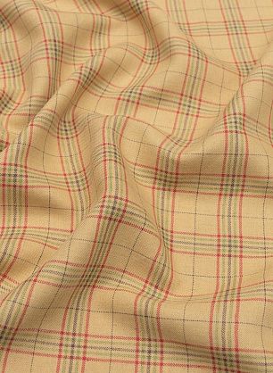 Лен костюмный (н) красно-серо-зеленая клетка на бежевом - в интернет-магазине тканей Тессутидея арт. 16-0782