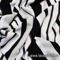 Плательная кади стрейч (н) черно-белая полоска - итальянские ткани Тессутидея арт. 04-1240
