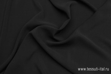 Плательная кади шелк с вискозой (о) черная - итальянские ткани Тессутидея арт. 10-3618