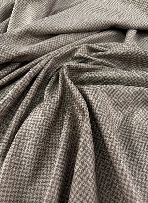 Костюмная шерсть+шелк (о) бежево-коричневая гусиная лапка - в интернет-магазине тканей Тессутидея арт. 05-5118