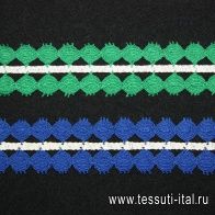 Тесьма сине-белая, зелено-белая ш-3см - итальянские ткани Тессутидея арт. 01-2719