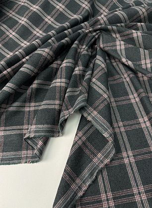 Костюмная шерсть стрейч (н) бело-бордовая клетка на зеленом - в интернет-магазине тканей Тессутидея арт. 05-5081