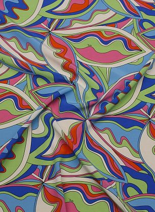 Крепдешин (н) яркая бело-сине-розово-оранжевая абстракция - в интернет-магазине тканей Тессутидея арт. 10-3970
