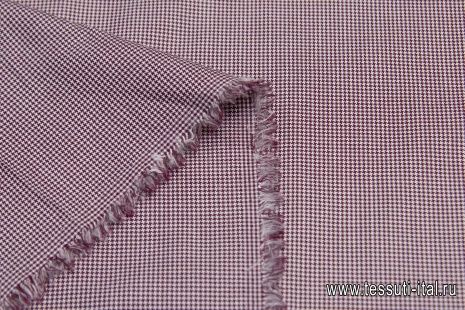 Сорочечная стрейч (н) мелкая бело-бордовая гусиная лапка - итальянские ткани Тессутидея арт. 01-6151