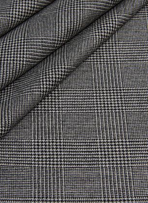 Костюмная (н) черно-молочная стилизованная клетка - в интернет-магазине тканей Тессутидея арт. 05-3908