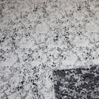 Жаккард стрейч фактурный (н) черно-белый орнамент ш-120см  - итальянские ткани Тессутидея арт. 03-2570