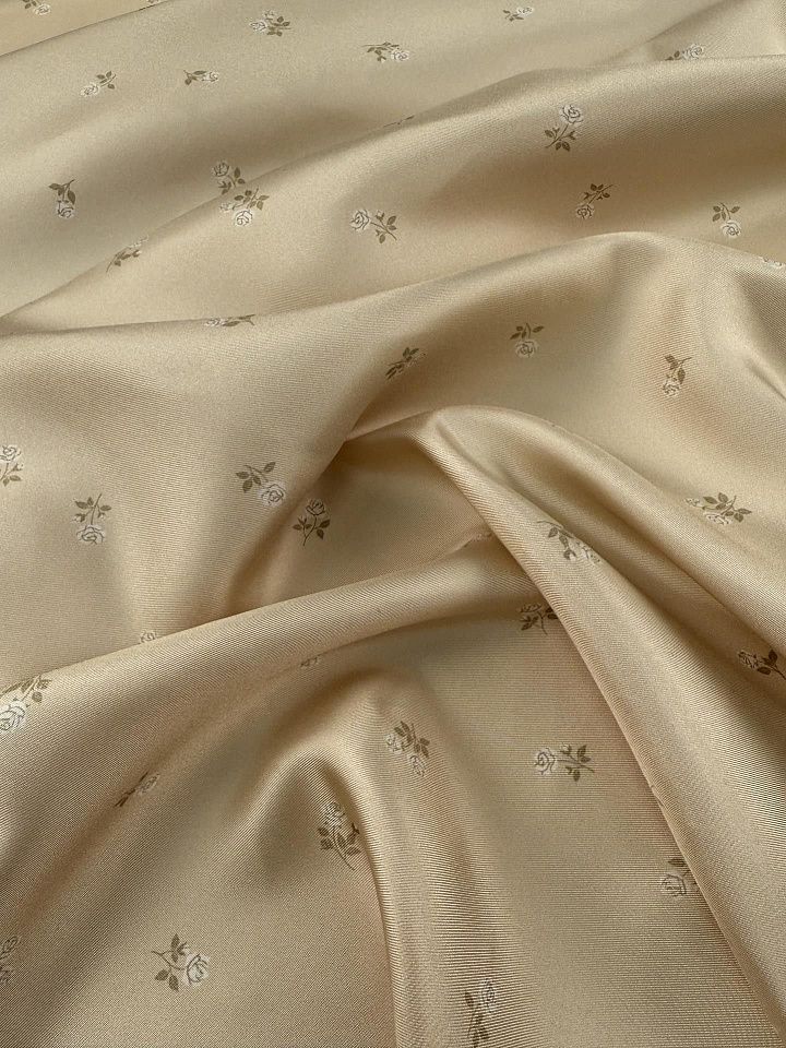 Шелк твил (н) мелкий цветочнай рисунок на бежевом - итальянские ткани Тессутидея арт. 10-4871