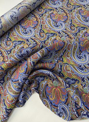 Шелк твил (н) сине-желто-голубые пейсли - в интернет-магазине тканей Тессутидея арт. 10-4702