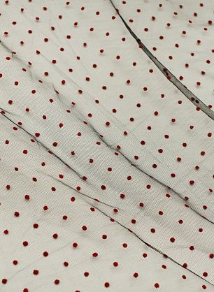 Сетка плательная (н) красный горох на черном - в интернет-магазине тканей Тессутидея арт. 03-7396