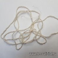 Нить жемчуга d-2мм (150 см) черная, белая - итальянские ткани Тессутидея арт. F-3323