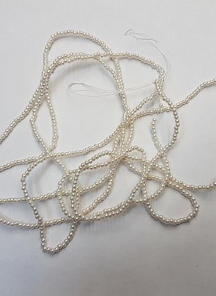 Нить жемчуга d-2мм (150 см) черная, белая - итальянские ткани Тессутидея.