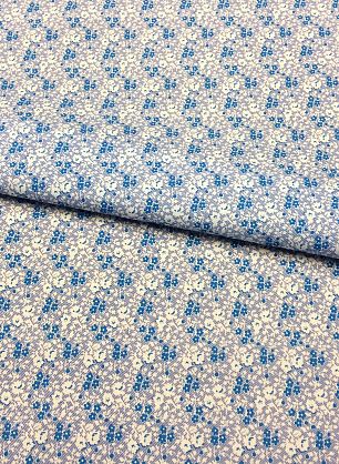 Сорочечная (н) мелкий бело-голубой цветочный орнамент Etro - в интернет-магазине тканей Тессутидея арт. 01-3750
