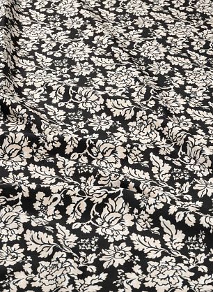 Крепдешин (н) бежевый рисунок на черном - в интернет-магазине тканей Тессутидея арт. 10-2692