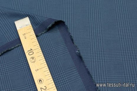 Костюмная (н) сине-бирюзовая стилизованная клетка - итальянские ткани Тессутидея арт. 05-3325