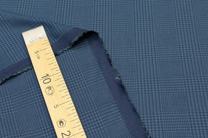 Костюмная (н) сине-бирюзовая стилизованная клетка - итальянские ткани Тессутидея арт. 05-3325