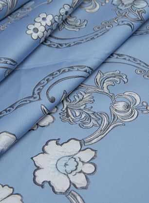 Жаккард матлассе с люрексом (н) черно-белый орнамент на голубом - в интернет-магазине тканей Тессутидея арт. 03-6436