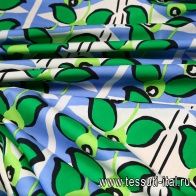 Сорочечная (н) черно-зелено-голубой орнамент - итальянские ткани Тессутидея арт. 01-3505