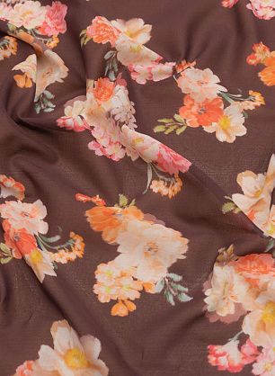 Батист (н) цветочный рисунок на темно-коричневом - в интернет-магазине тканей Тессутидея арт. 01-6938