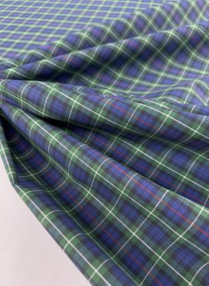 Хлопок сорочечный (н) сине-бело-зеленая клетка - в интернет-магазине тканей Тессутидея арт. 01-8052