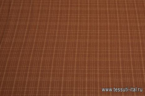 Костюмная (н) светло-коричнево-бежевая стилизованная клетка - итальянские ткани Тессутидея арт. 05-3661