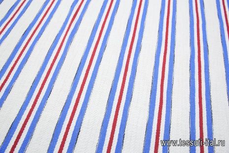 Жаккард фактурный (н) красно-бело-голубая полоска - итальянские ткани Тессутидея арт. 03-5006