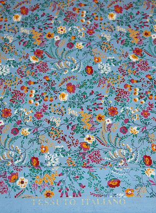 Блузочная (н) мелкий цветочный орнамент на голубом - в интернет-магазине тканей Тессутидея арт. 01-3832