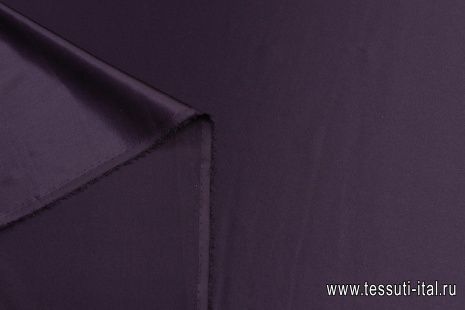Шелк атлас стрейч (о) баклажановый - итальянские ткани Тессутидея арт. 10-2331