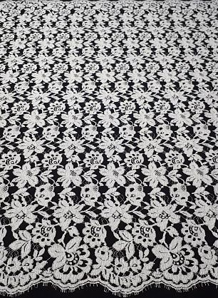 Кружевное полотно (н) черно-белое ш-112см Jean Bracq - в интернет-магазине тканей Тессутидея арт. 03-5307