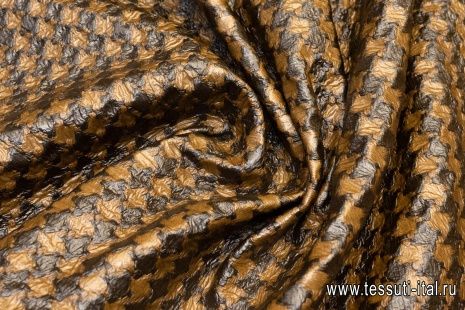 Шанель с водоотталкивающим покрытием (н) бежево-коричневая гусиная лапка - итальянские ткани Тессутидея арт. 01-5310