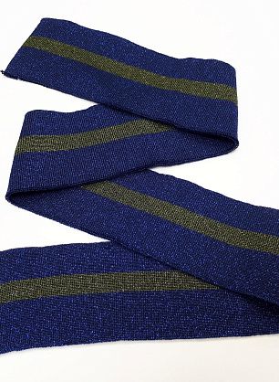 Подвяз с люрексом (н) синий с зеленой полосой  8*98см  - в интернет-магазине тканей Тессутидея арт. F-3761