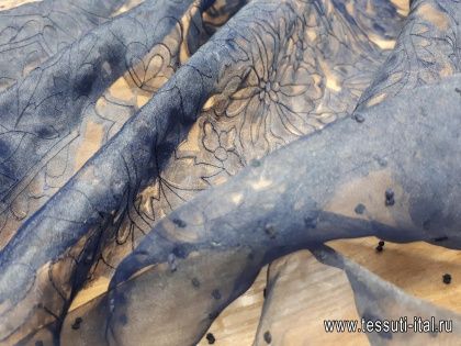 Органза филькупе с вкраплениями (н) темно-синяя Ermanno Scervino - итальянские ткани Тессутидея арт. 03-5642