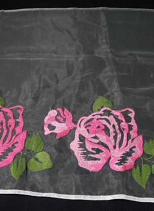 Органза с вышивкой (н) цветы на светло-бежевом - в интернет-магазине тканей Тессутидея арт. 03-4407