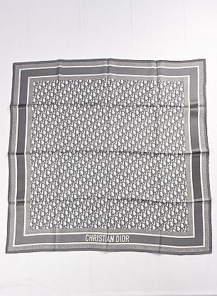 Шелк купон-платок двухсторонний 90*90см серо-молочный - итальянские ткани Тессутидея F-7204