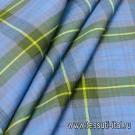 Плащевая с пропиткой (н) серо-желто-зелено-голубая клетка - итальянские ткани Тессутидея арт. 11-0355