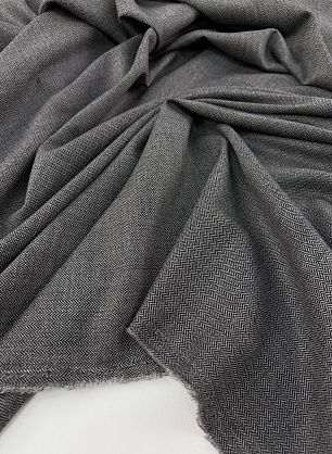 Костюмная шерсть+шелк (н) серо-черная елочка - в интернет-магазине тканей Тессутидея арт. 05-5111